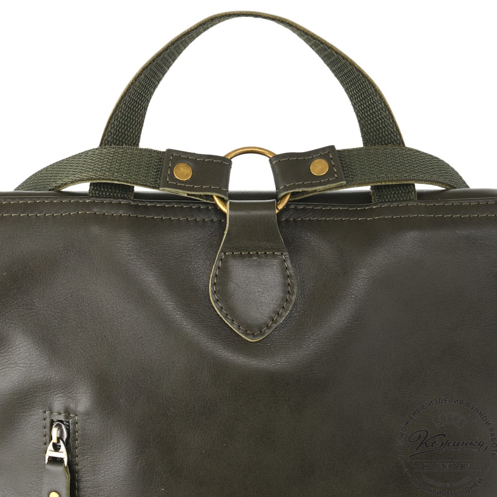  Женский кожаный рюкзак "Артемида" (хаки гладкая кожа)